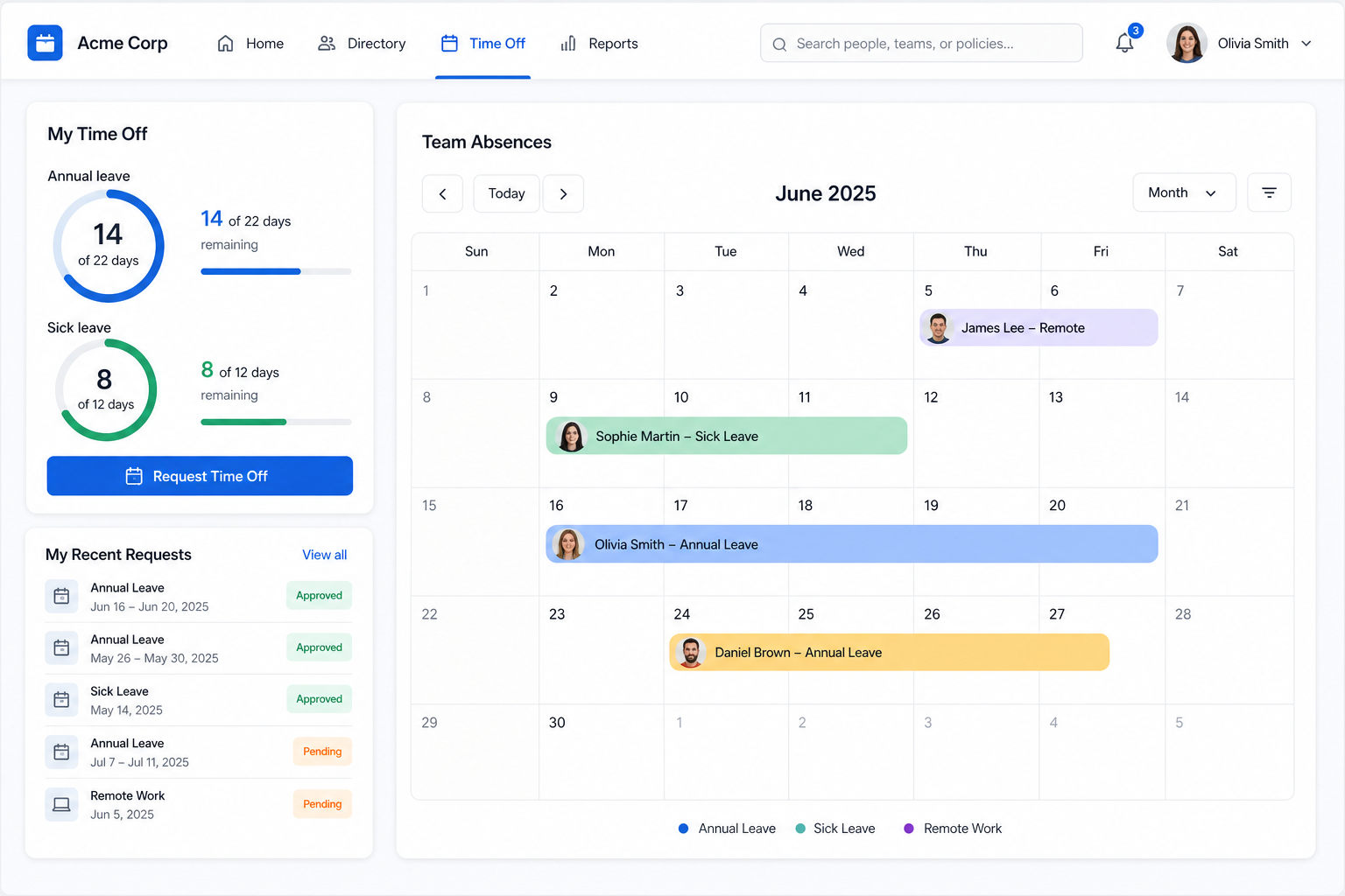 Kompanion time off calendar and approvals